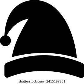 Vector Santa's hat icon. Santa Claus Hats. Winter cap. Christmas holiday vector decoration, Santa Claus hats black vector , jelly bag cap pointed hat black logo vector svg