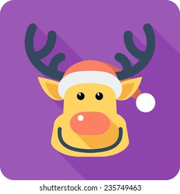 Vector Santa's reindeer Face icon flat design 