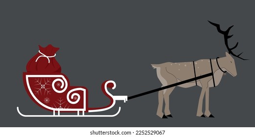 Vector of santa's sleigh with reindeer