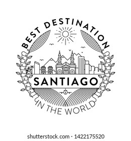 Vector Santiago City Badge, Linear Style