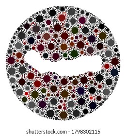 Vector Sao Miguel Island Karte Sammlung von Coronavirus. Eine Infektion greift das Quarantäneregional von außen an. Loch um Sao Miguel Island Karte Collage mit viralen Symbolen.