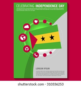 Vector Sao Tome Independence Day Flyer template. Creative Brochure Title Page. National Day Leaflet design element. vector illustration