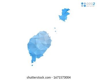 Vector Sao Tome map blue polygon triangle mosaic with white background. style gradient.
