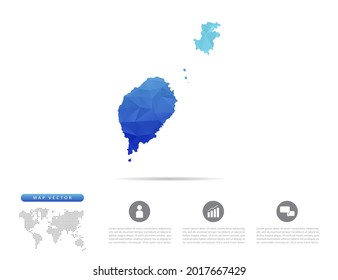 Vector Sao Tome map blue polygon triangle mosaic for presentation. Creative concept for infographic.