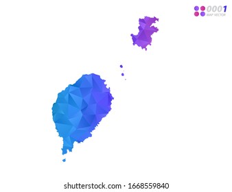 Vektorillustration Sao Tome Karte bunten Polygondreieck Mosaik mit weißem Hintergrund. Farbverlauf.