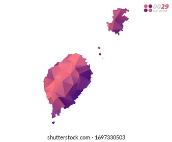 Vector of Sao Tome map colorful polygon red triangle mosaic with white background. style gradient.