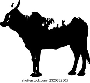 vector sapi siluet sapi cocok untuk logo atau kupon qurban, sapi ied adha lebaran haji