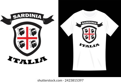 Vector Sardinia Island Flag ,  Italy , T-Shirt Design.