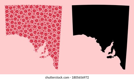 Vector sars virus mosaic and solid map of South Australia. Map of South Australia vector mosaic for hospital campaigns and applications.