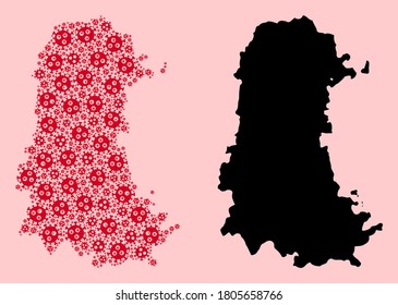 Vector sars virus mosaic and solid map of Palencia Province. Map of Palencia Province vector mosaic for geographic campaigns and agitation.