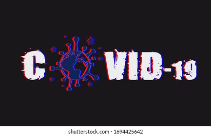 Vector SARS-CoV-2 Coronavirus text and logo. stereo effect of a bacterium COVID-19 virus in the shape of a globe. Earth in the form of bacteria
