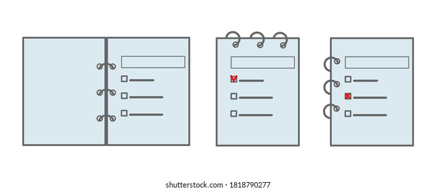 Vector sat of notebook,diary, note flat icon in EPS .