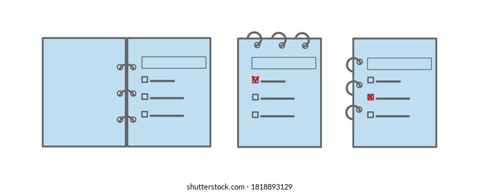 Vector sat of notebook,diary, note flat icon in EPS .