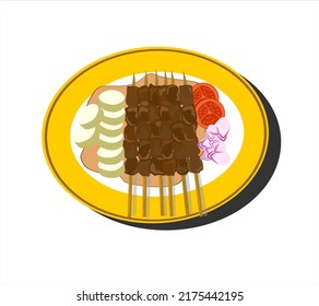 Vector of Sate Ayam food on yellow plate