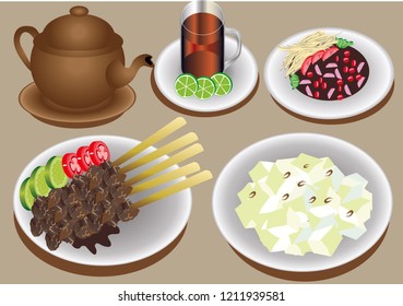 Vector - Sate Kambing, Indonesian Lamb Satay Skewer
