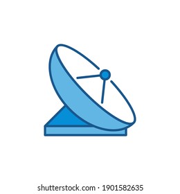 Icono o logotipo del concepto de antena de difh por satélite vector
