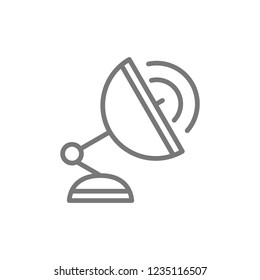 Vector satellite dish, wireless radar, tv antenna line icon. Symbol and sign illustration design. Isolated on white background