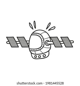 vector of satellite, doodle style. simple illustration.