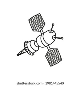 vector of satellite, doodle style. simple illustration.