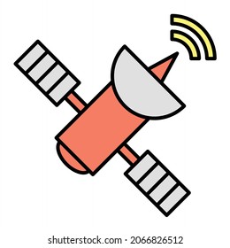 Vector Satellite Filled Outline Icon Design

