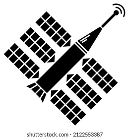 Vector satellite icon isolated on white background. Satellite icon in black line style. Satellite web graphics.