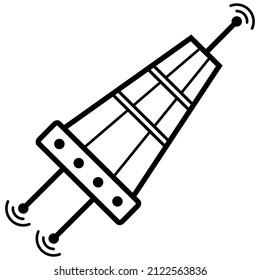 Vector satellite icon isolated on white background. Satellite icon in black line style. Satellite web graphics.