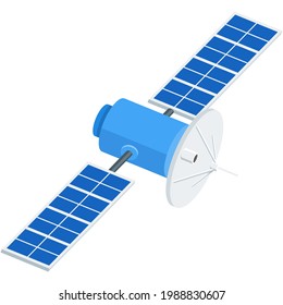 Vector satellite icon space communication flat station