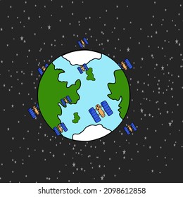 vector satellite image orbiting the earth