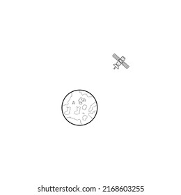 vector satellite over planet on white background