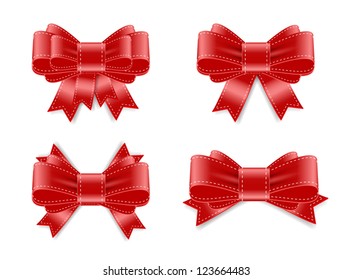 Vector satin ribbon bow knots collection - red