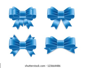 Vector satin ribbon bow knots collection - blue