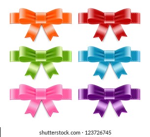 Vector satin ribbon bow knots collection