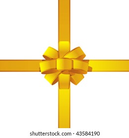 Vector satin ribbon tied in a bow on white background
