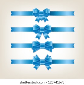 Vector satin ribbons and bow knots collection - blue
