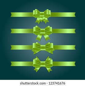 Vector satin ribbons and bow knots collection - green