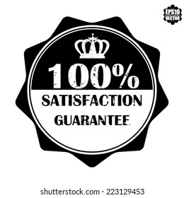 Vector : Satisfaction Guarantee  Black Modern Style With Crown Badge, Label, Sticker, Stamp, Tag, Sign and Icon Isolated on White Background. 