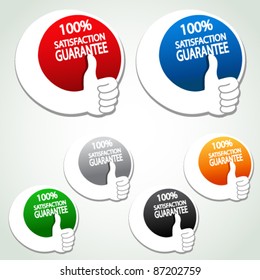 Vector satisfaction guarantee labels with gesture hand