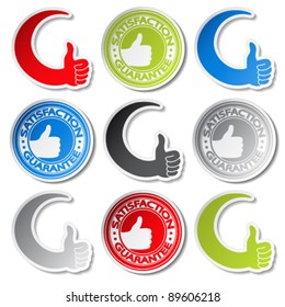 Vector satisfaction guarantee stickers - gesture hand