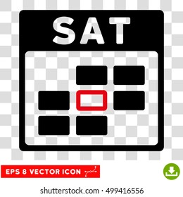 Vector Saturday Calendar Grid EPS vector icon. Illustration style is flat iconic bicolor intensive red and black symbol on a transparent background.