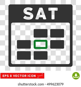 Vector Saturday Calendar Grid EPS vector pictograph. Illustration style is flat iconic bicolor green and gray symbol on a transparent background.