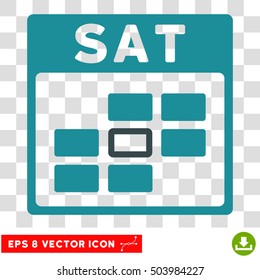 Vector Saturday Calendar Grid EPS vector pictograph. Illustration style is flat iconic bicolor soft blue symbol on a transparent background.