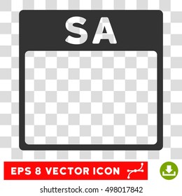 Vector Saturday Calendar Page EPS vector pictogram. Illustration style is flat iconic gray symbol on a transparent background.