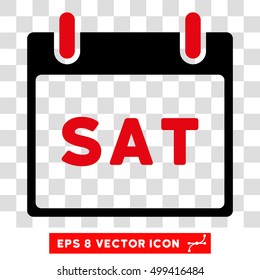 Vector Saturday Calendar Page EPS vector pictograph. Illustration style is flat iconic bicolor intensive red and black symbol on a transparent background.