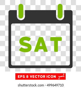 Vector Saturday Calendar Page EPS vector icon. Illustration style is flat iconic bicolor eco green and gray symbol on a transparent background.