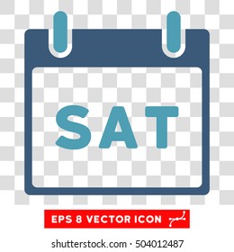 Vector Saturday Calendar Page EPS vector pictograph. Illustration style is flat iconic bicolor cyan and blue symbol on a transparent background.