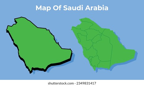 Vector Saudi Arabia 3D map set simple flat illustration