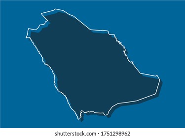 Vector Saudi Arabia country creative border map isolated on background. East country template for pattern, report, infographic, banner. Asia nation business silhouette sign concept.