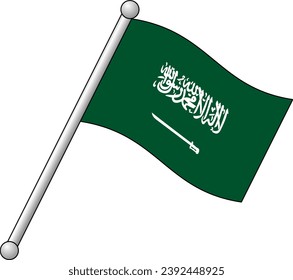 vector of a saudi arabia flag stick