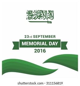 Vector Saudi Arabia Independence Day 23rd September Celebration Card. abstract green design elements lines and Ribbon banner. Illustration