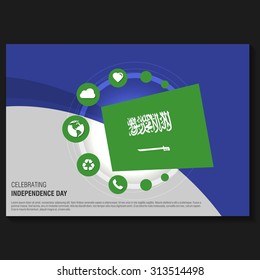 Vector Saudi Arabia Independence Day Flyer template. Creative Brochure Title Page. National Day Leaflet design element. vector illustration